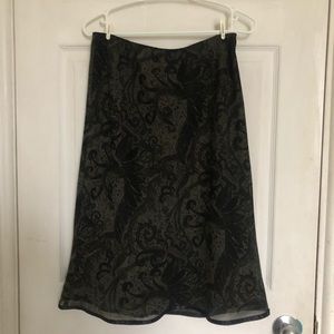 green paisley midi skirt